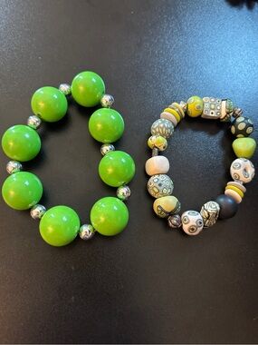 Bright Green Beaded Stretch Bracelet Set for Women